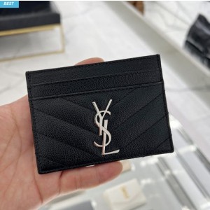 입생로랑 YSL 마틀라세 모노그램 여자 카드 지갑  은장 423291